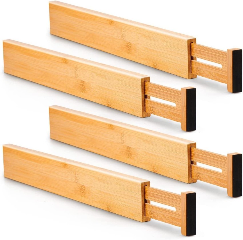 Craft Wood Adjustable Bamboo Drawer Dividers Organizers - Expandable Drawer