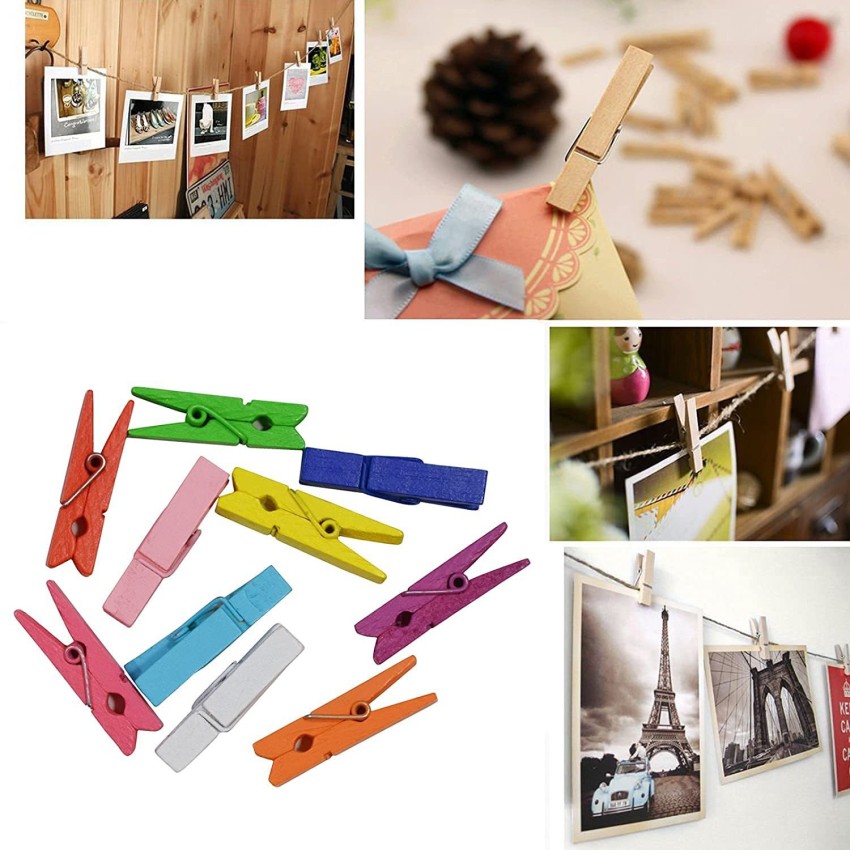 ActrovaX Wooden Small Photo Clips, Mini Close Pins for Pictures