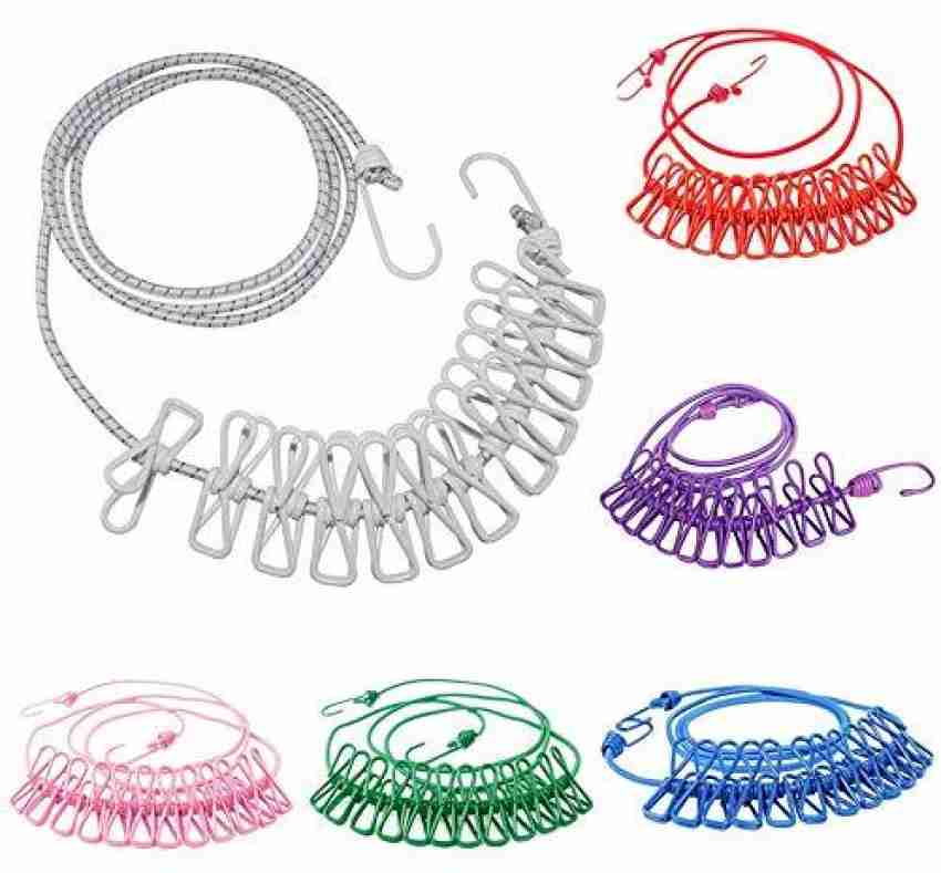 ZWINKO Cloth Drying Rope with Hooks Portable Travel Clothesline Adjustable  12 PCS Clips Polypropylene Cloth Clips Price in India - Buy ZWINKO Cloth  Drying Rope with Hooks Portable Travel Clothesline Adjustable 12