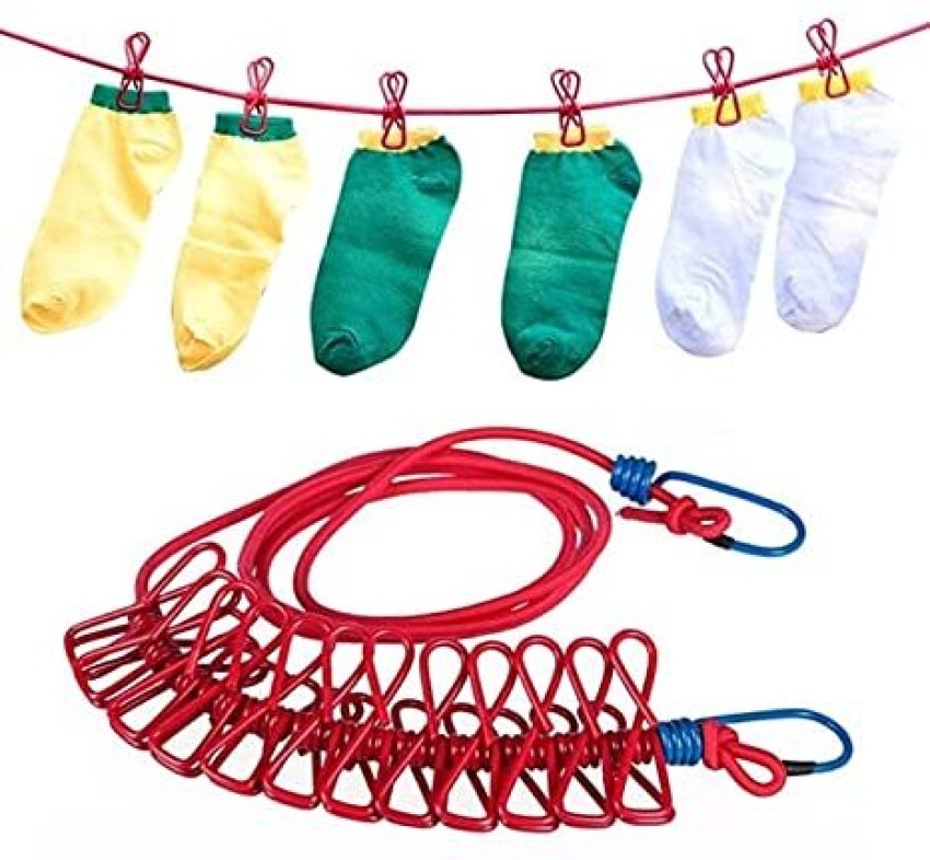 GVJ TRADERS Clothesline Rope Drying Clothes Hanging Rope with 12