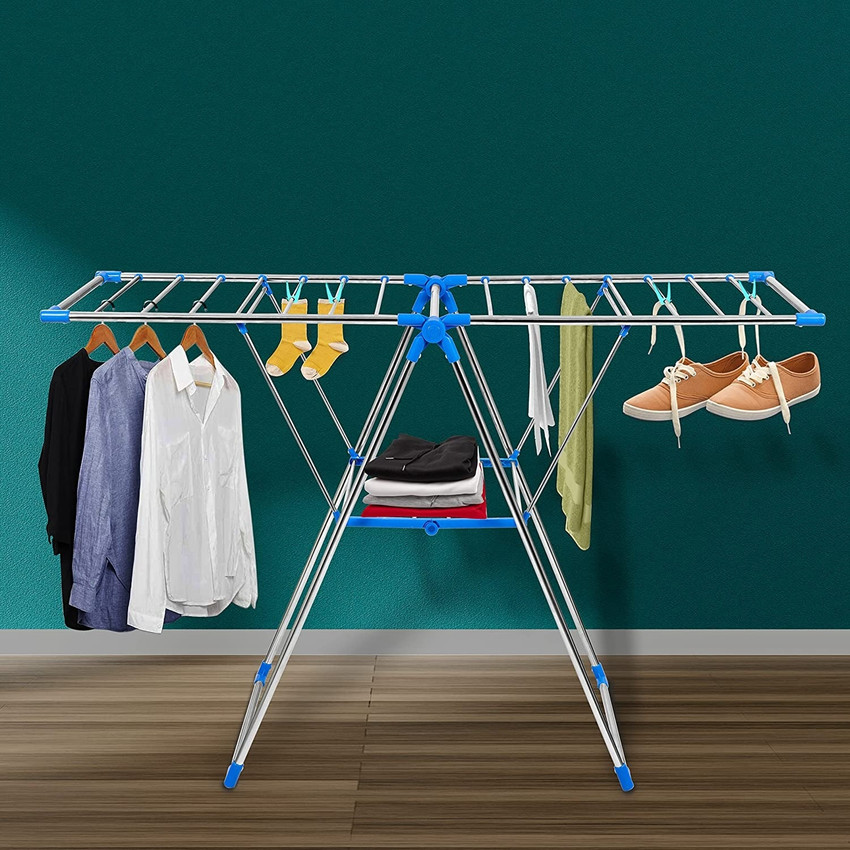 Impulse by Plantex Steel Floor Cloth Dryer Stand Stainless Steel