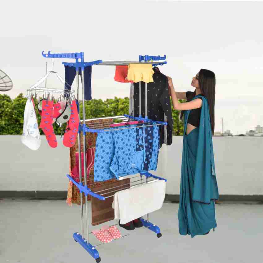 Flipkart SmartBuy Steel Aluminium Plastic Floor Cloth Dryer Stand STAINLESS STEEL DOUBLE POLL THREE TIER RACK Price in India Buy Flipkart SmartBuy Steel Aluminium Plastic Floor Cloth Dryer Stand STAIN...