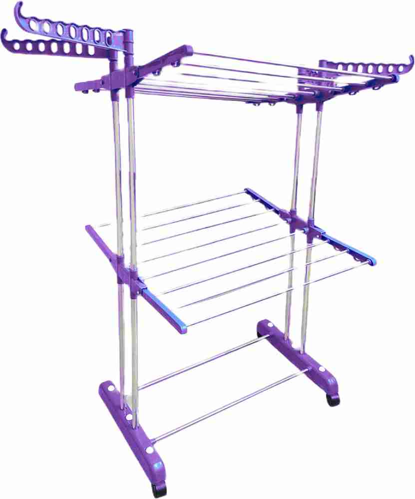 Flipkart SmartBuy Steel Plastic Floor Cloth Dryer Stand Pure Stainless Steel Double Pole 2 Tier Cloth Stand Price in India Buy Flipkart SmartBuy Steel Plastic Floor Cloth Dryer Stand Pure Stainless