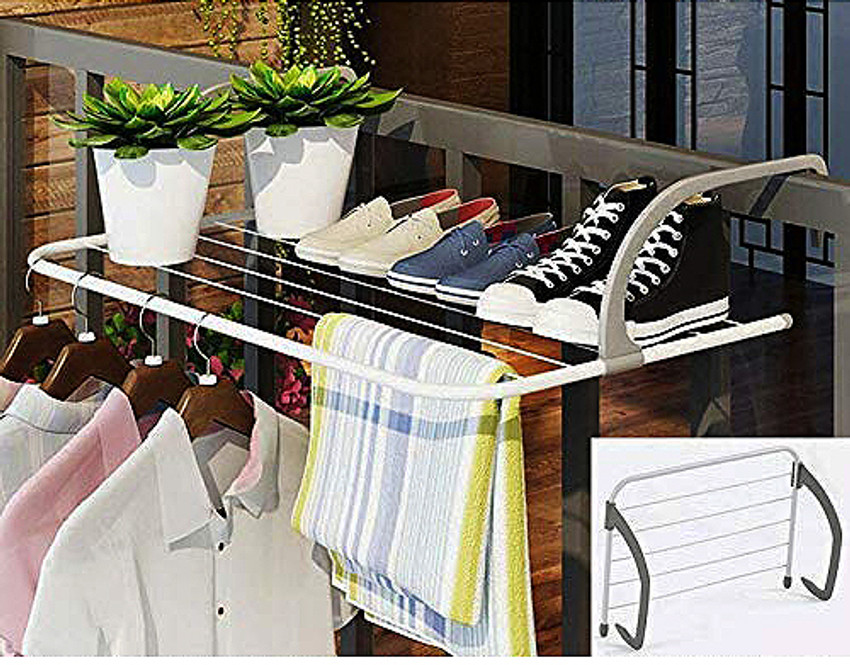 MEDIMA Steel Plastic Wall Cloth Dryer Stand Indoor Outdoor Easy Folding Balcony Window Laundry Hanger for Cloths and Shoes Price in India Buy MEDIMA Steel Plastic Wall Cloth Dryer Stand Indoor Outdoor...