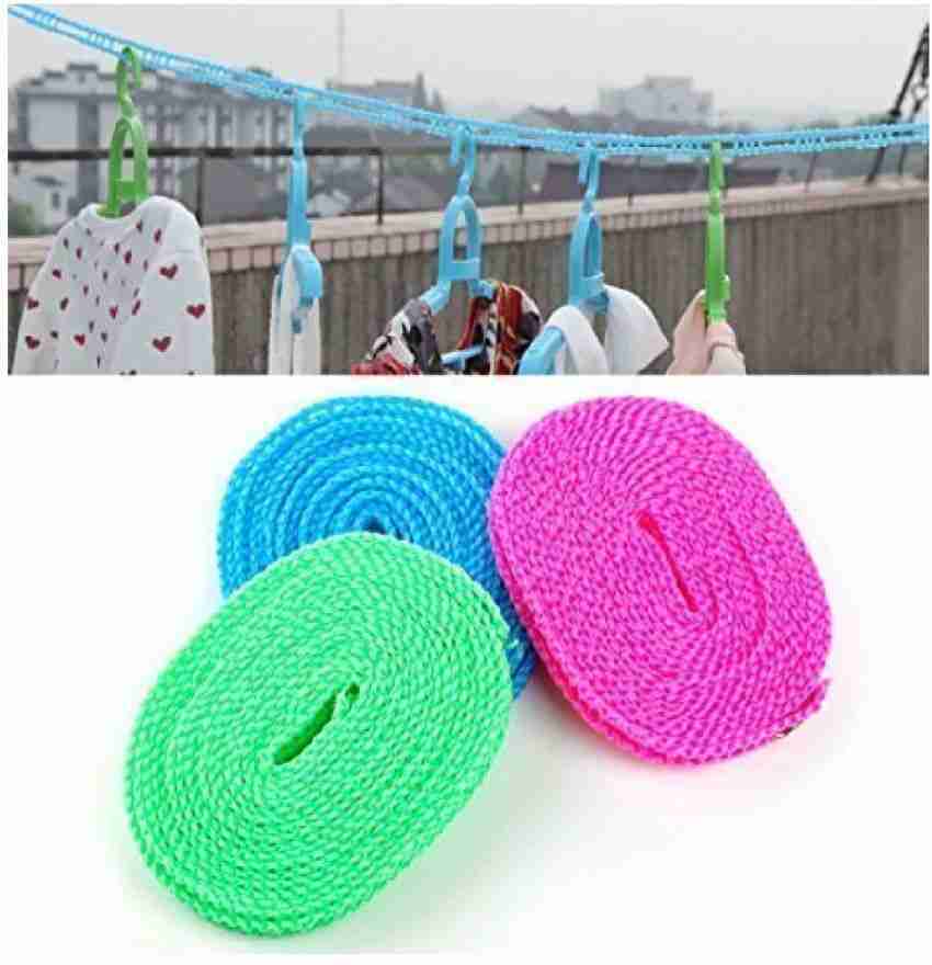 KIYANA Drying clothes Rope with Hooks Nylon Clothesline (5 m