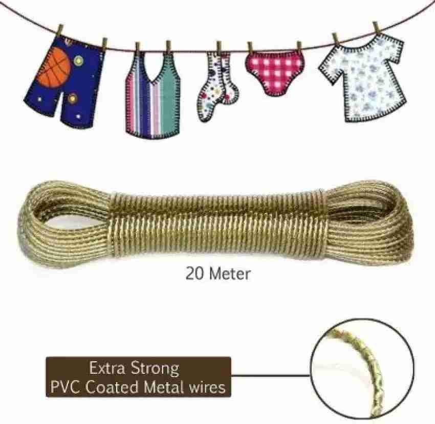 2 Pcs Heavy Duty Wet Cloth Laundry Rope PVC Coated Metal Cloth