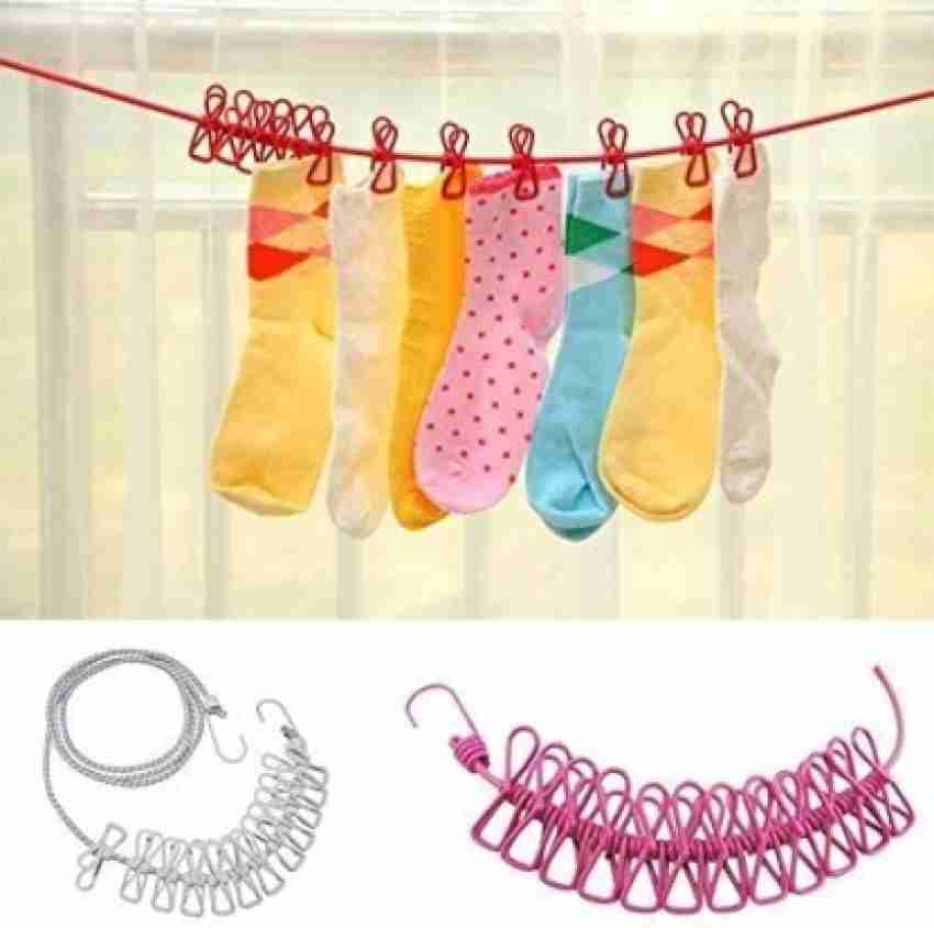 La Bella Cloth-Drying Rope with Hooks Adjustable & Elastic Clothes Rope  with 12pcs Nylon, Steel Retractable Clothesline Price in India - Buy La  Bella Cloth-Drying Rope with Hooks Adjustable & Elastic Clothes