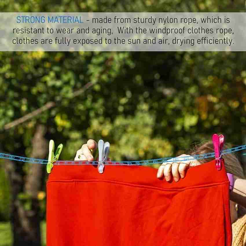 KIYANA Drying clothes Rope with Hooks Nylon Clothesline (5 m