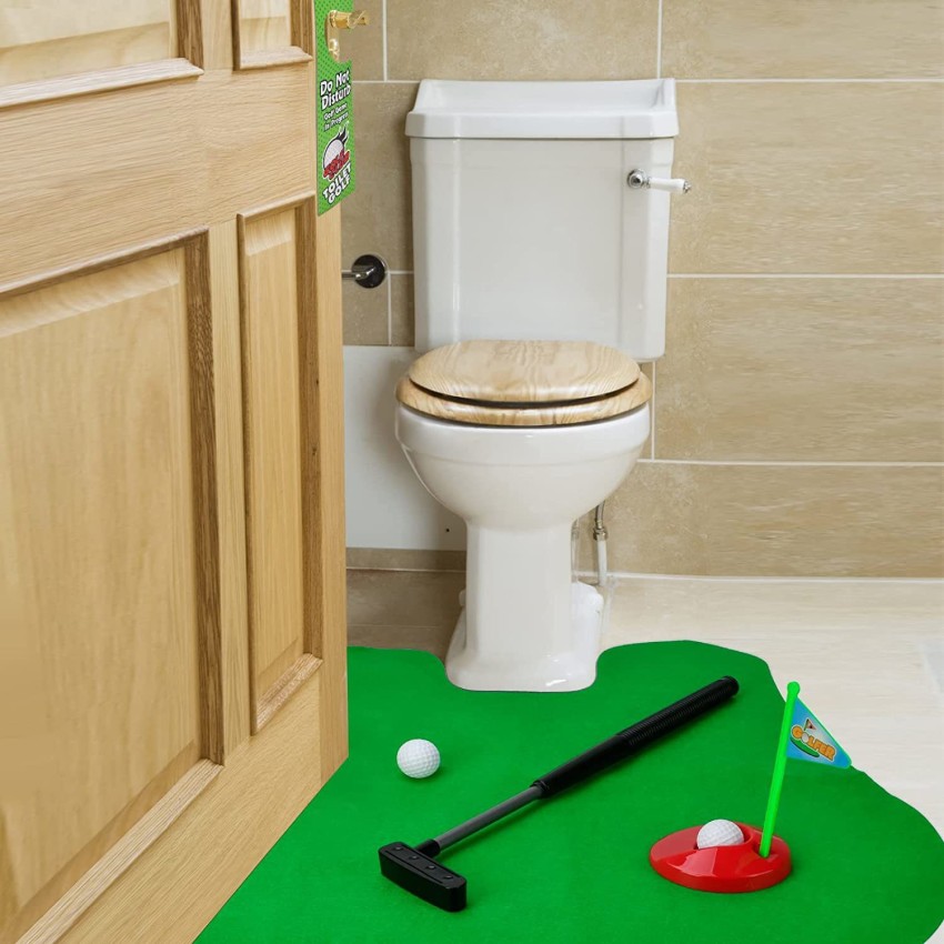 Toilet Golf Game Set - Practice Mini Golf in Restroom Bathroom Funny Gag  Gifts