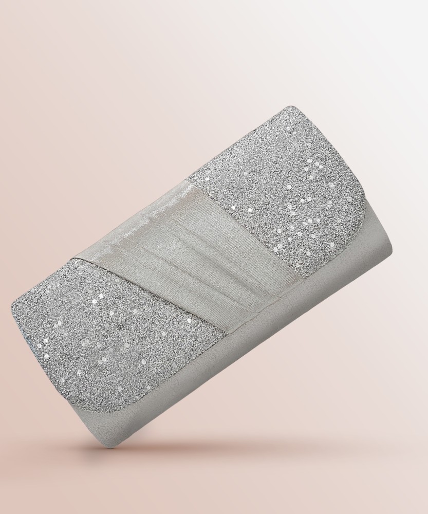 VRITRAZ Party Silver Clutch Silver, Grey - Price in India
