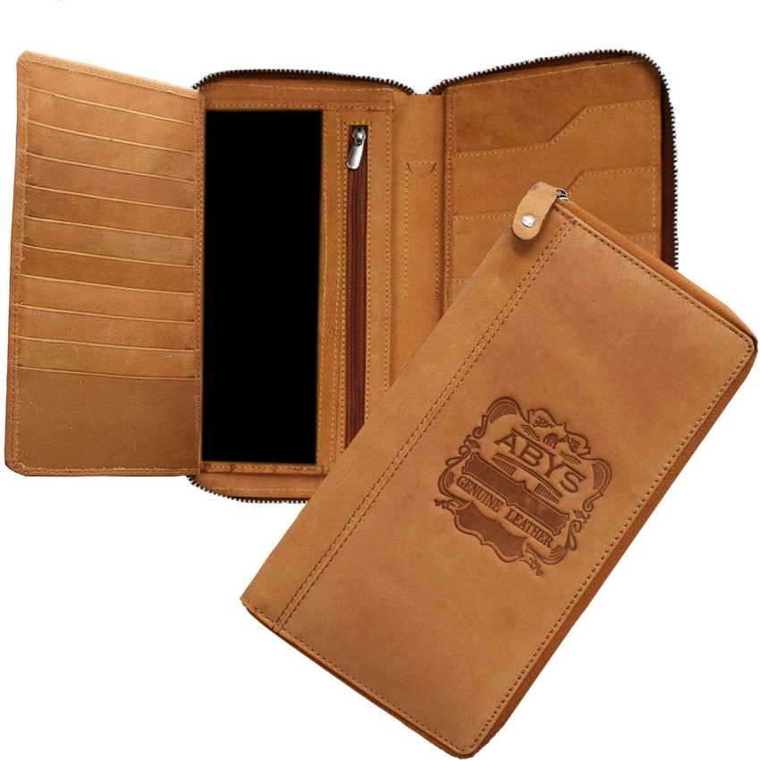 ABYS Genuine Leather Tan Unisex Card Holder Wallet Card Case Travel Card  Holder (10 Card Slot)