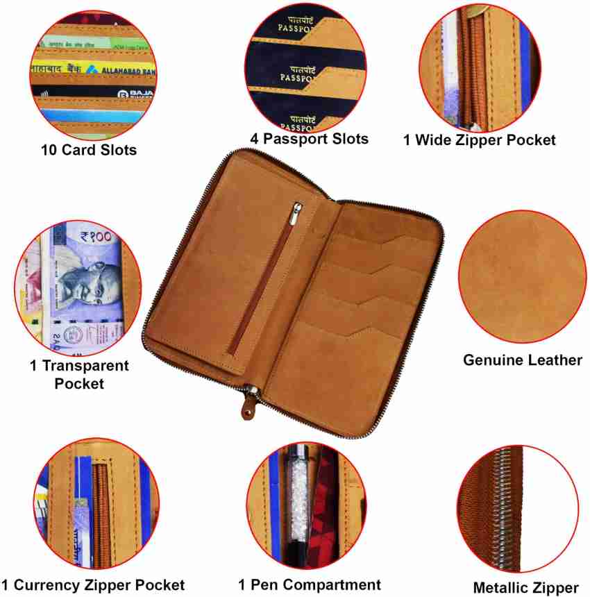 Abys 100% Genuine Leather Travel Wallet//Passport Holder//Passbook Holder For Men & Women
