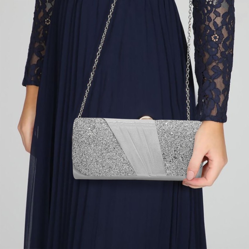 Silver grey clutch outlet bag