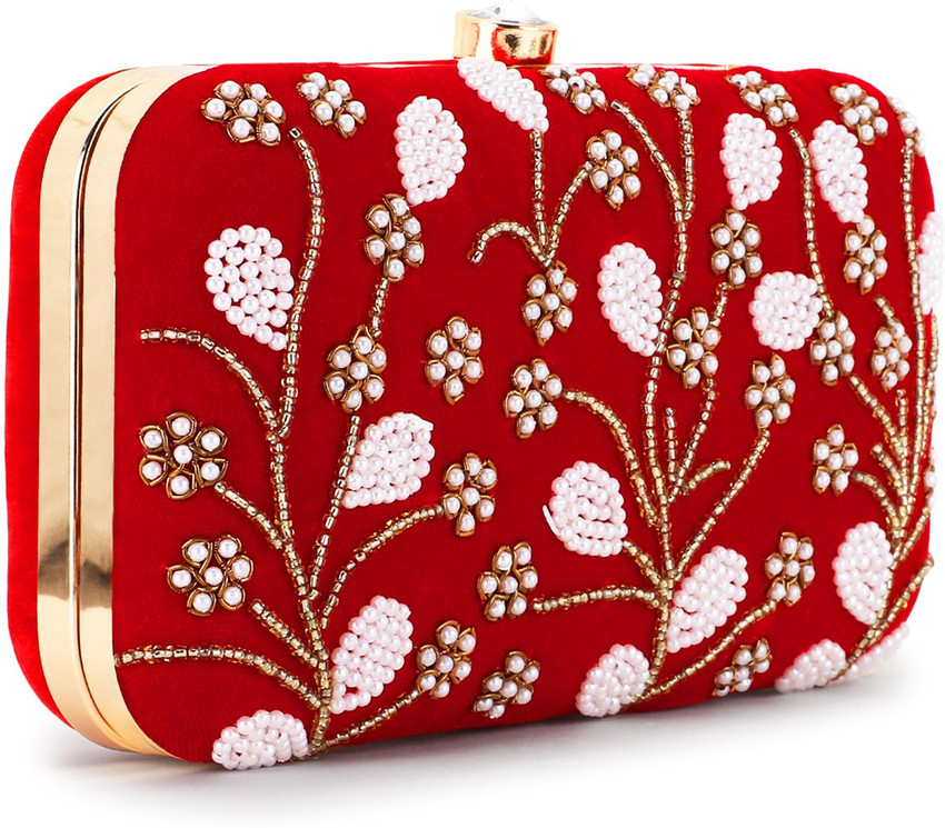 Red and white on sale clutch bag