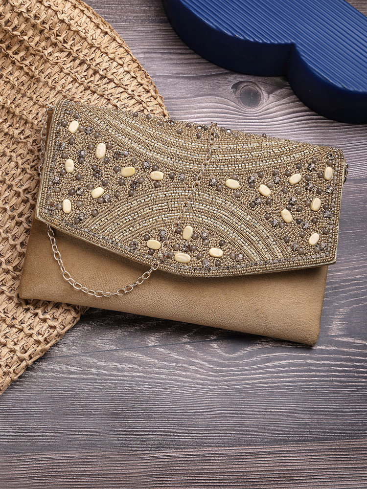 Anekaant Party Beige Gold Clutch Beige Gold Price in India Flipkart