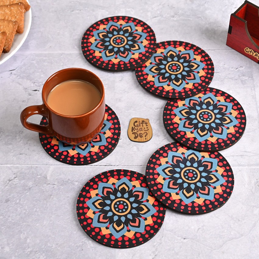 GIFT KYA DE Round Reversible Wood Coaster Set - Buy GIFT KYA DE