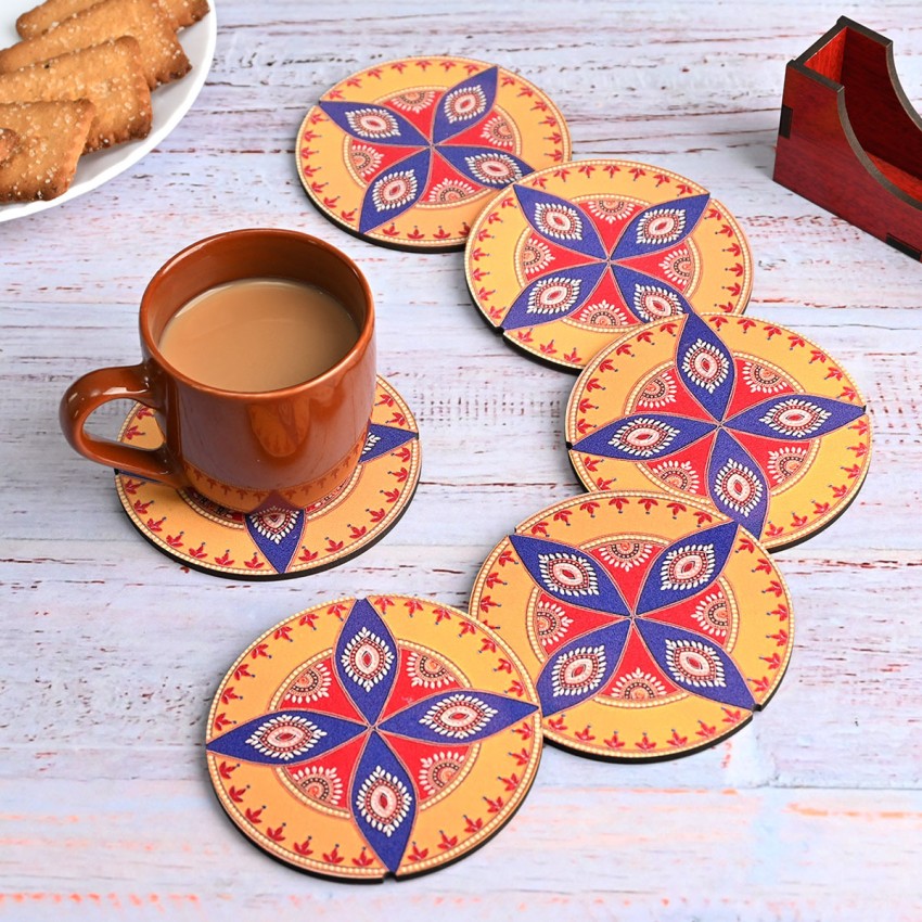 GIFT KYA DE Round Reversible Wood Coaster Set - Buy GIFT KYA DE Round  Reversible Wood Coaster Set Online at Best Price in India