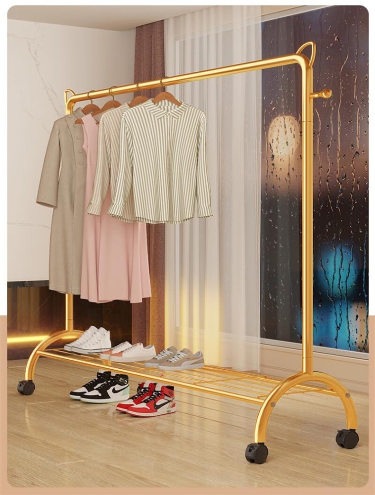 lukzer Double Garment Stand Cloth Rack Storage Organizer with Bottom Shelf ( White) Metal Coat and Umbrella Stand Price in India - Buy lukzer Double  Garment Stand Cloth Rack Storage Organizer with Bottom