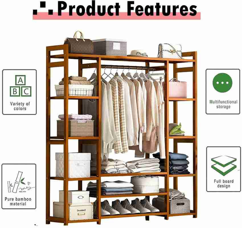 Naayaab Craft 3 Layer Clothes Garment Rack Coat Hanger Portable Wardrobe Closet Organizer Bamboo Coat and Umbrella Stand Price in India Buy Naayaab Craft 3 Layer Clothes Garment Rack