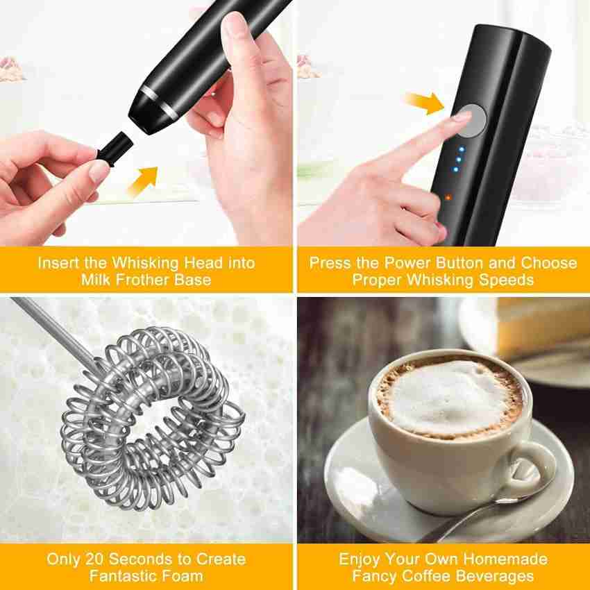 Rechargeable Electric Milk Coffee Frother Whisk Egg Beater Handheld Frappe  Mixer