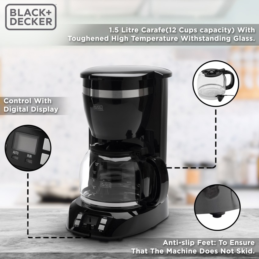 Black + Decker BXCM1201IN 12-Cup Drip Coffee Maker - Velan Store