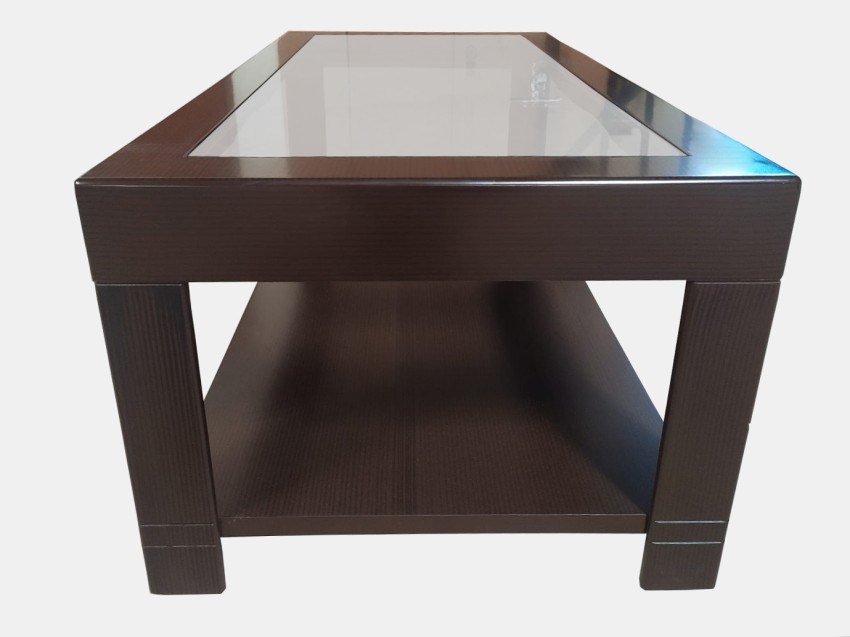 ELTOP Engineered Wooden Coffee/Tea/Center Table with Glass Top & Storage  for Home Living Room (Color - Brown, Size -39X21)