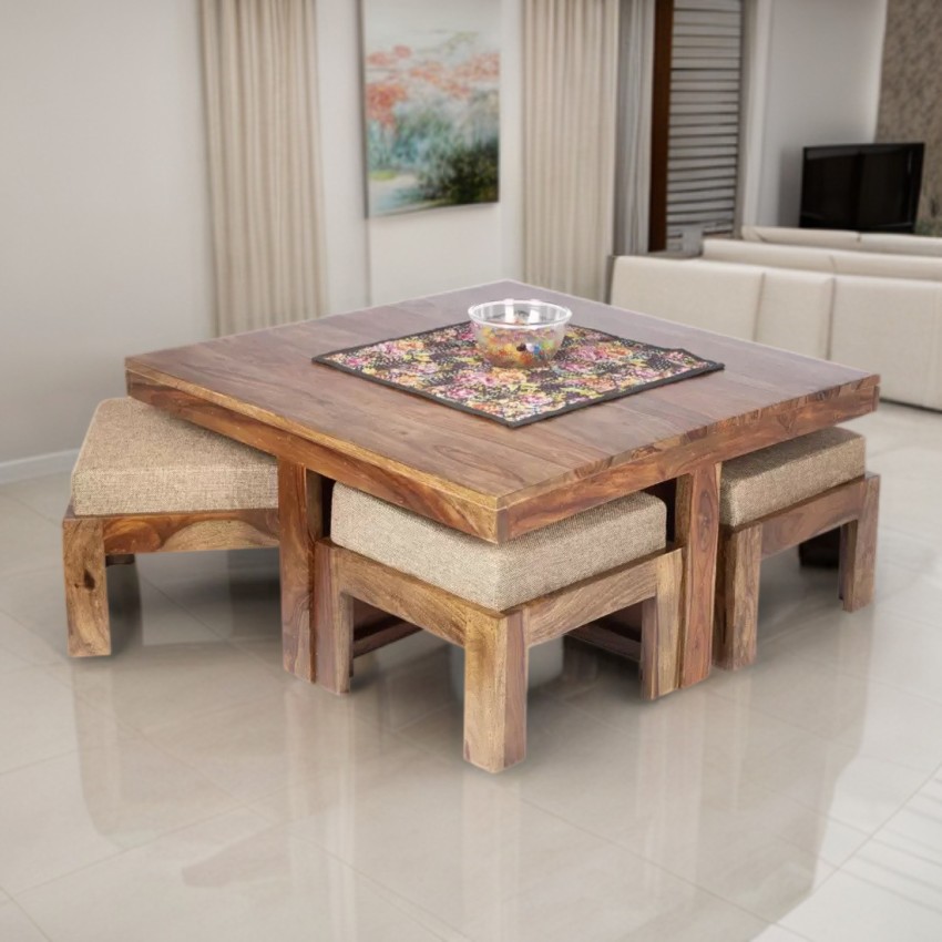 Sheesham wood coffee table deals with stools