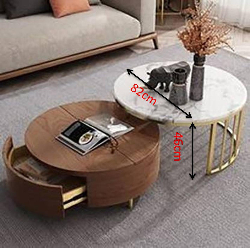 NG Decor Round Nesting Coffee Table with Storage Rotating Top in Rose Gold Set of 2 Stone Coffee Table Price in India Buy NG Decor Round Nesting Coffee Table with Storage