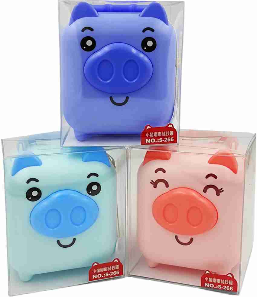 1pc Cute Piggy Bank Plastic Pig Money Bank Piggy Bank Pig Money Box Coin  Bank Plastic Saving(big) (pink)