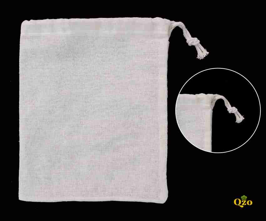 QZO Unbleached Muslin Cloth Bag for Straining II Pack of 10 pcs (5x7 inch)  Collapsible Strainer Price in India - Buy QZO Unbleached Muslin Cloth Bag  for Straining II Pack of 10