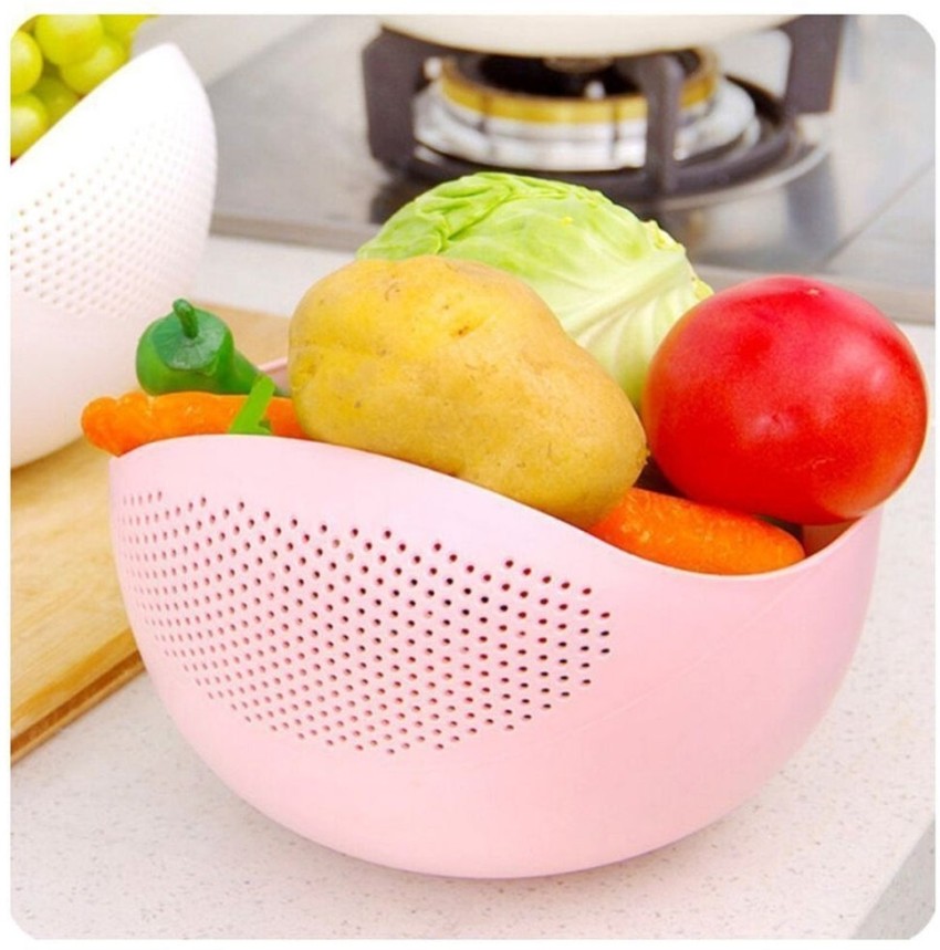 1Pc Rice Washer Strainer Bowl Stainless Steel Rice Washing Bowl