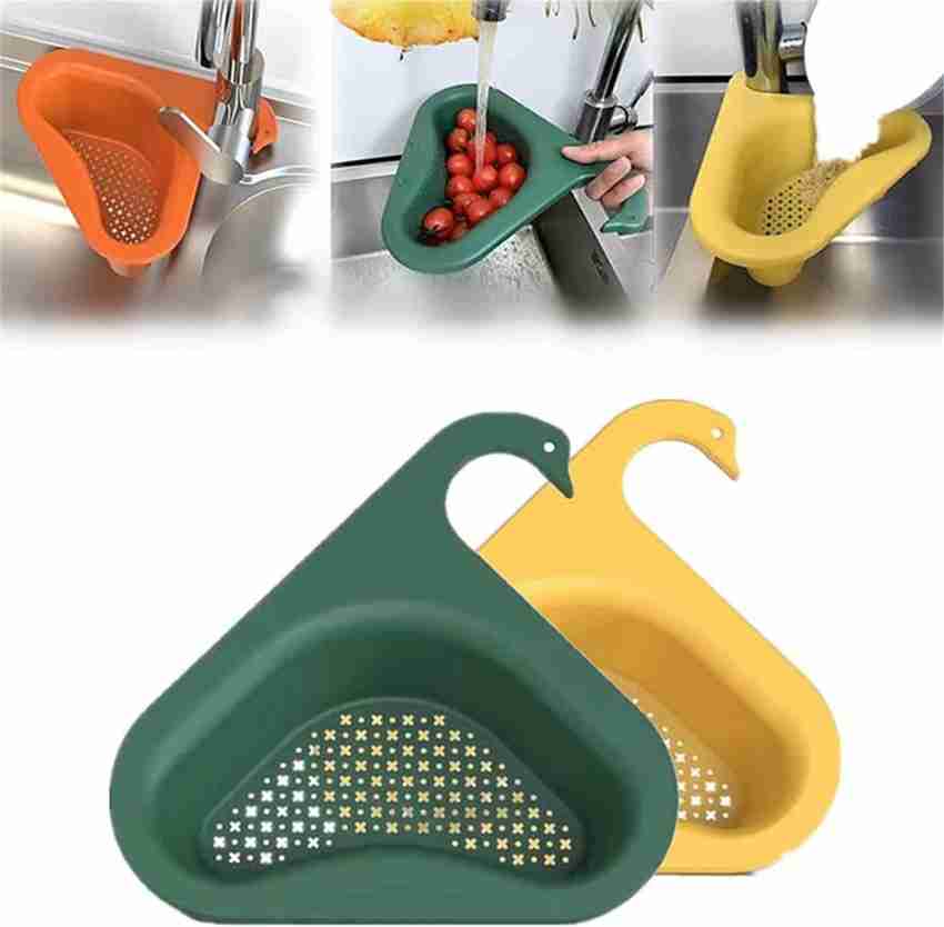 Kitchen Sink Drain Basket Swan Drain Rack - Multi-functional Hanging  Filtering Triangular Drain Shelf, Corner Kitchen Sink Strainer Basket Easy  To Dis