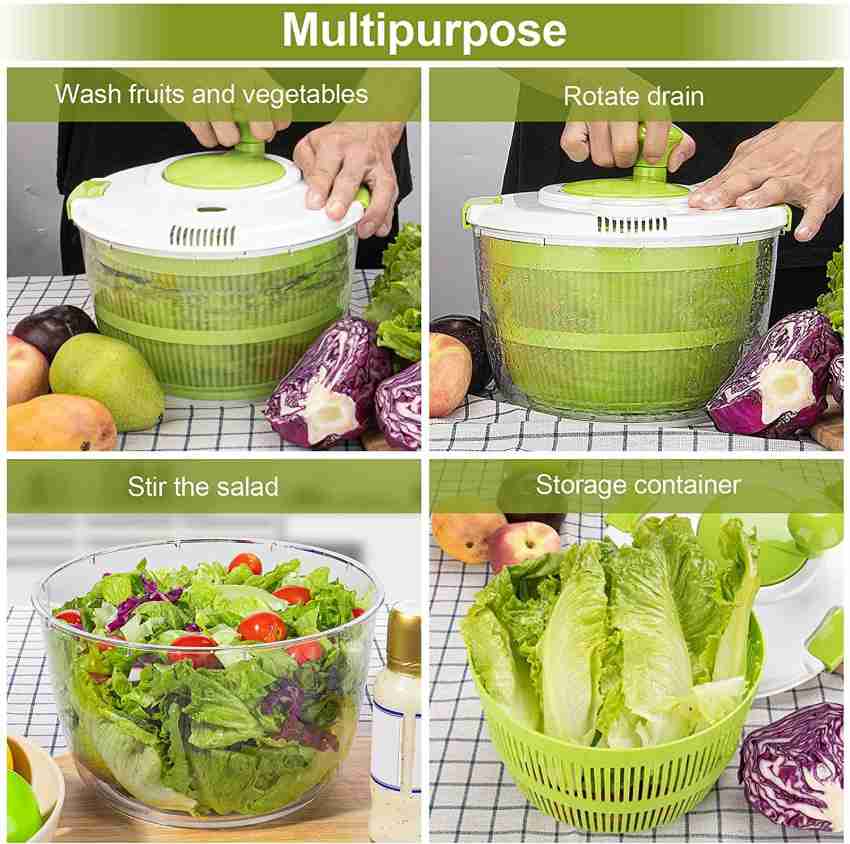 Salad Spinner, 5L Vegetable Washer Dryer Drainer Strainer with Bowl &  Colander