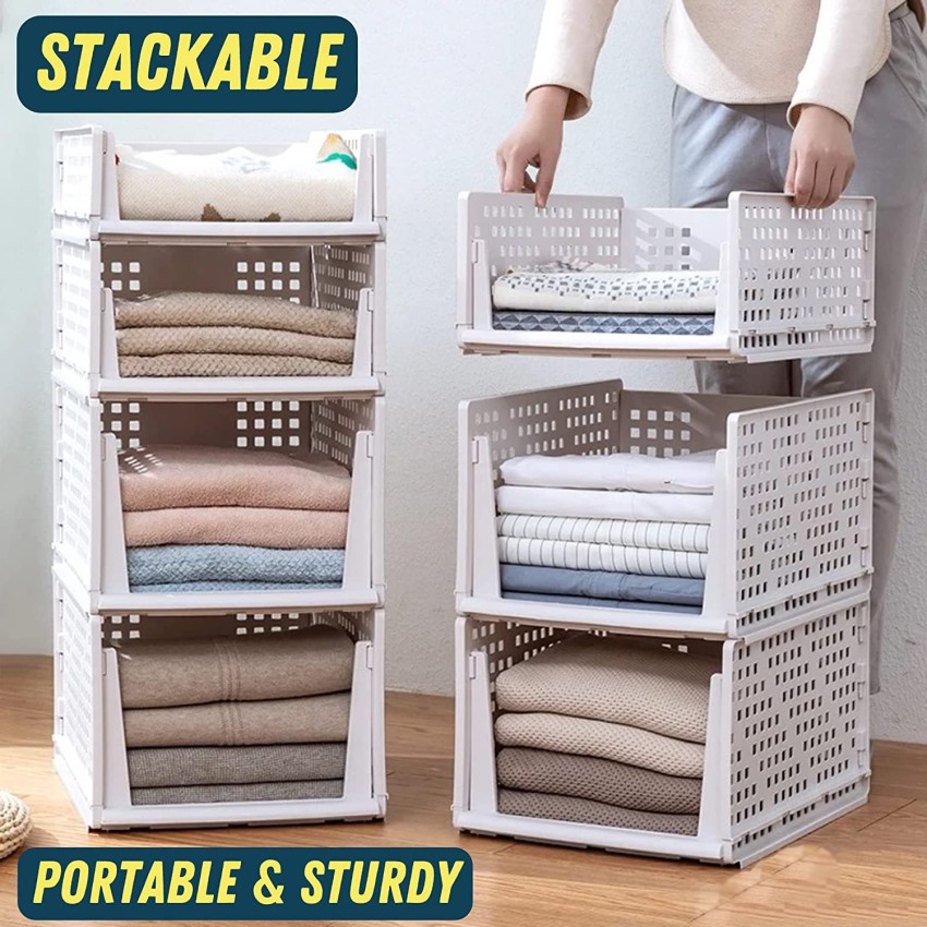 PAGALYetrade Cupboard Organizer for Clothes Multi Purpose Plastic Shelf  Clothes box(pack 4) PC Collapsible Wardrobe Price in India - Buy  PAGALYetrade Cupboard Organizer for Clothes Multi Purpose Plastic Shelf  Clothes box(pack 4)