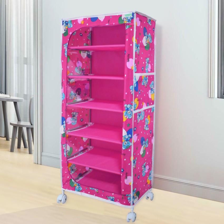 FLIPZON Baby 6 Shelve Fabric PP Collapsible Wardrobe Price in