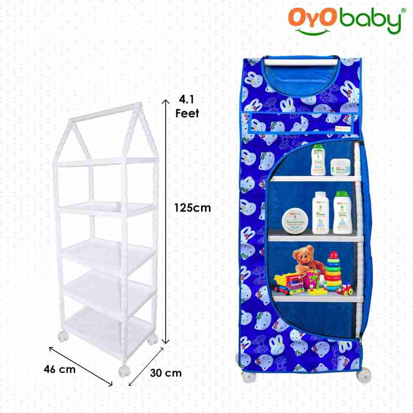 Oyo Baby Multipurpose Plastic Baby Almirah Kids Wardrobe Folding Almirah 5 Shelves Cotton Collapsible Wardrobe