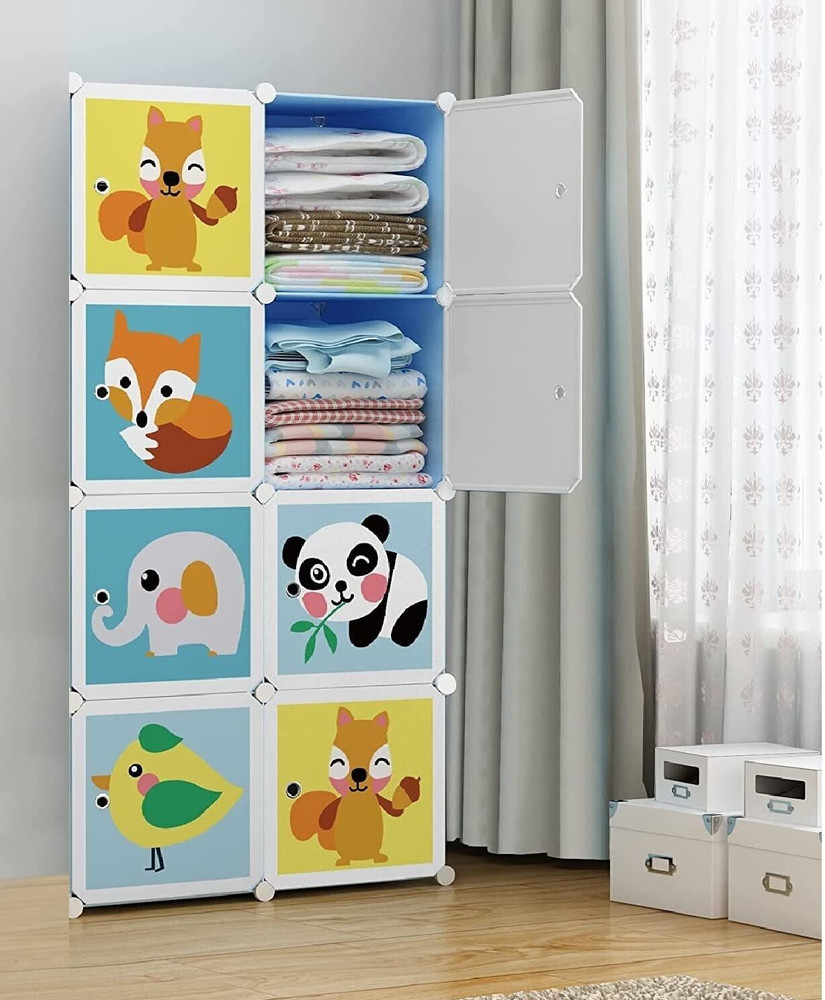 Flipkart Perfect Homes Studio 8 Cube Portable Waterproof Wardrobe Storage Rack Closet for Hanging Clothes PP Collapsible Wardrobe