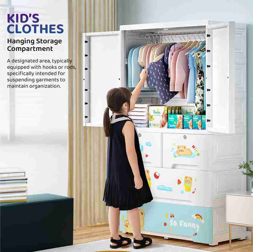 MOMMY BUG Kids Wardrobe Storage Cabinet Portable Almirah with Drawers Cartoon Design PP Collapsible Wardrobe Price in India Buy MOMMY BUG Kids Wardrobe Storage Cabinet Portable