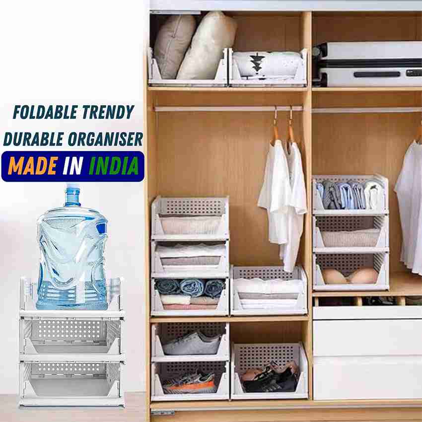 PAGALYetrade Cupboard Organizer for Clothes Multi Purpose Plastic Shelf Clothes box pack 4 PC Collapsible Wardrobe Price in India Buy PAGALYetrade Cupboard Organizer for Clothes Multi Purpose Plastic ...