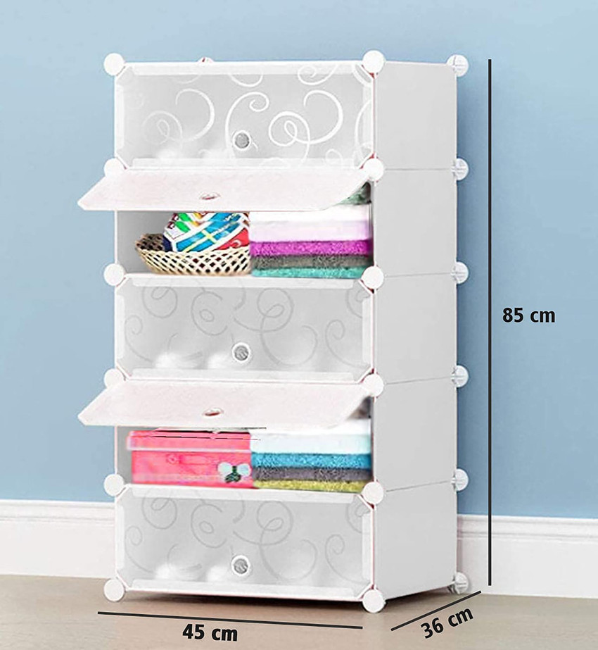 CITRODA 5 Door 5 Shelves Plastic Wardrobe Organizer For Clothes Storage Rack with Door PC Collapsible Wardrobe Price in India Buy CITRODA 5 Door 5 Shelves Plastic Wardrobe Organizer For Clothes