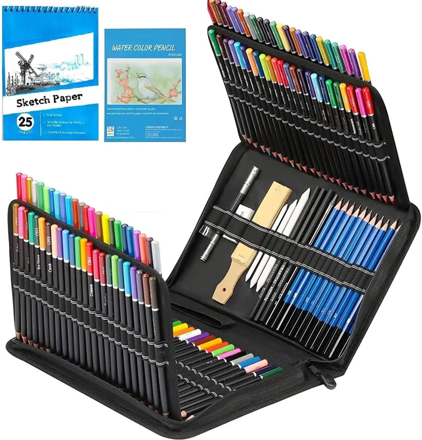 Corslet 142Pc Wooden Drawing Painting Set Art Kit Set Sketch  Drawing Pencils for Artists - Professional Crayons Pastels Paints Drawing  Colouring Painting for Student kid Artist