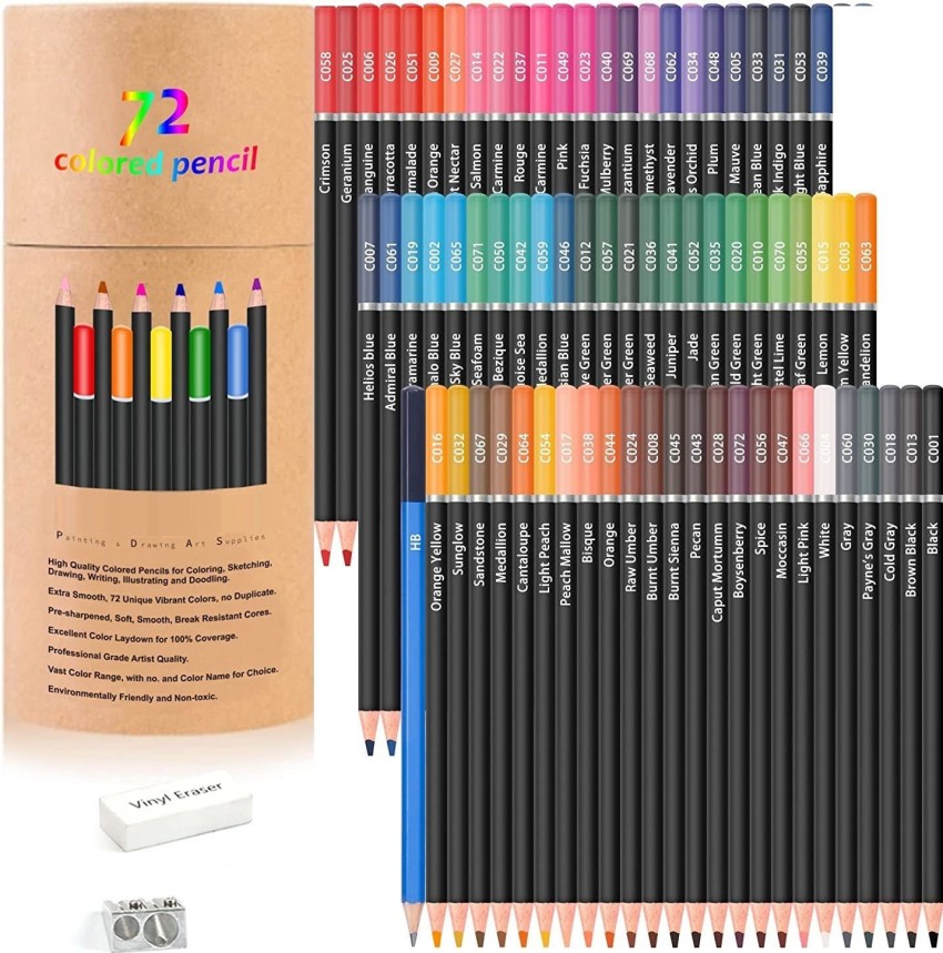 Soucolor 180-Color Artist Colored Pencils Set for Adult Coloring Books,  Soft Core, Professional Numbered Art Drawing Pencils for Sketching Shading