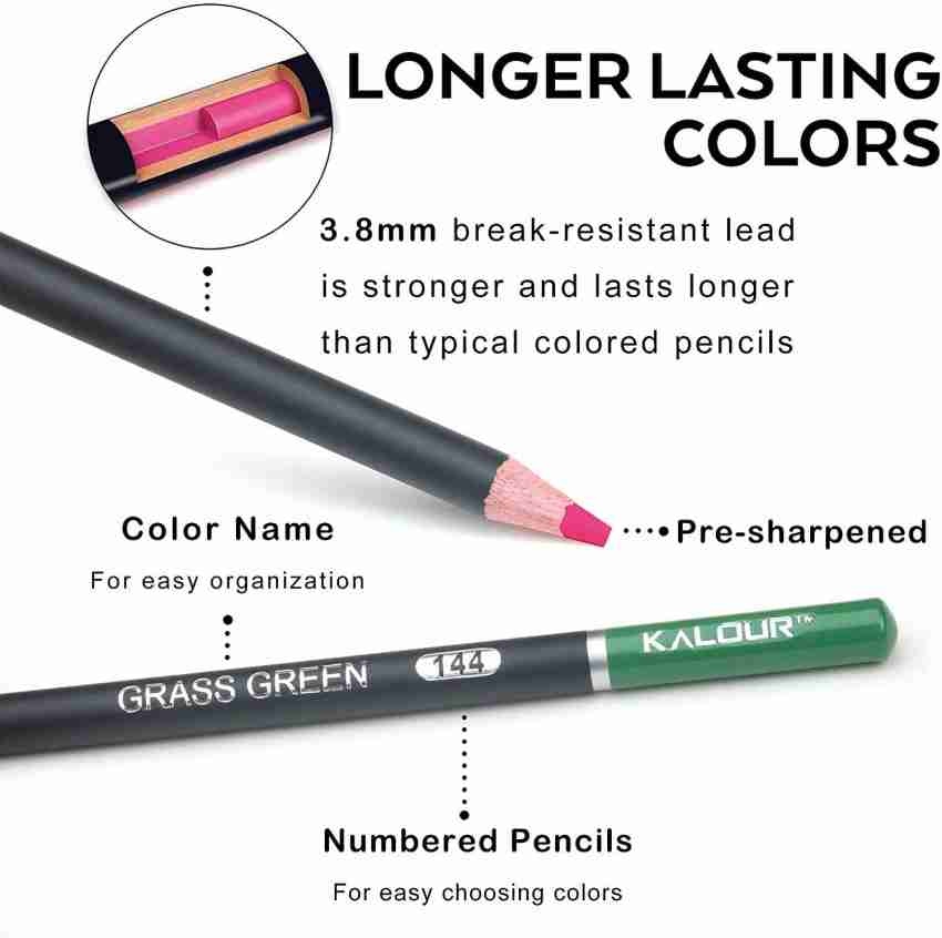 KALOUR 180 Colored Pencil Set for Adults Artists kids- 3.3mm Rich