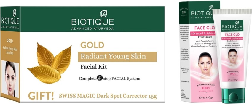 BIOTIQUE Gold Facial Kit 65g Face Glow Fruit Cream 50g Price in