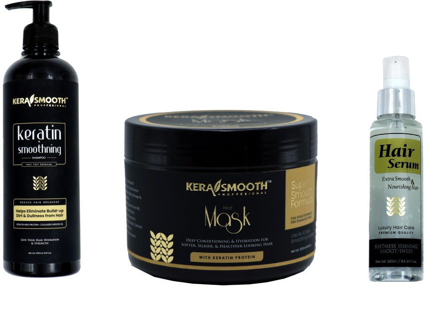 Kerasmooth Keratin Smoothning Shampoo 500ml Hair Mask 500ml Hair Serum 100ml Price in India Buy Kerasmooth Keratin Smoothning Shampoo 500ml Hair Mask 500ml Hair Serum 100ml online at Flipkart