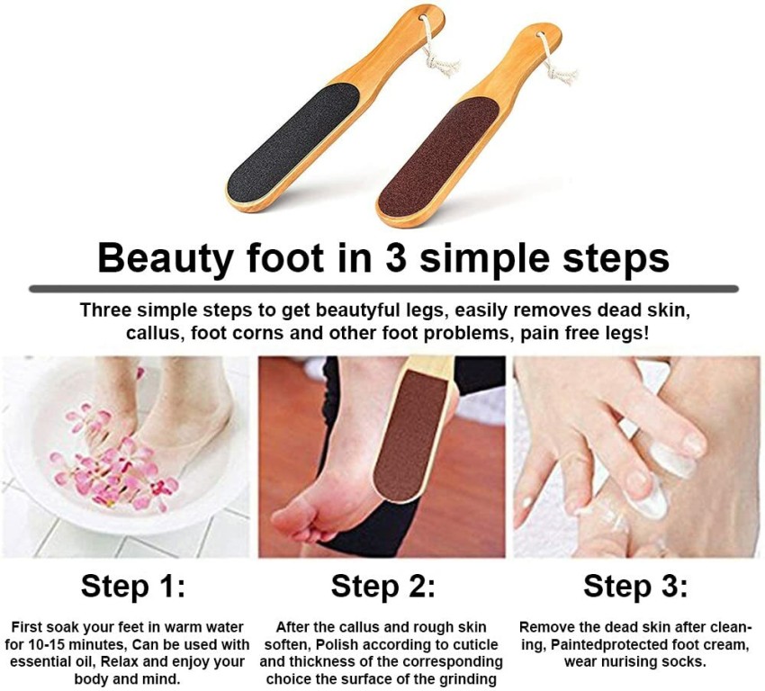 Pedicure Tools For Dead Skin Callus Remover Double Sided Wooden Scrubber