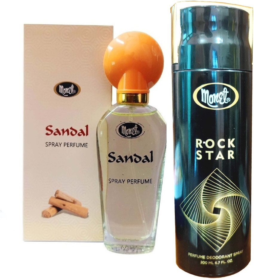 MONET 1 SANDAL PERFUME 30ML 1 ROCKSTAR DEODORANT 200ML PACK OF 2. Price in India Buy MONET 1 SANDAL PERFUME 30ML 1 ROCKSTAR DEODORANT 200ML PACK OF 2. online at Flipkart