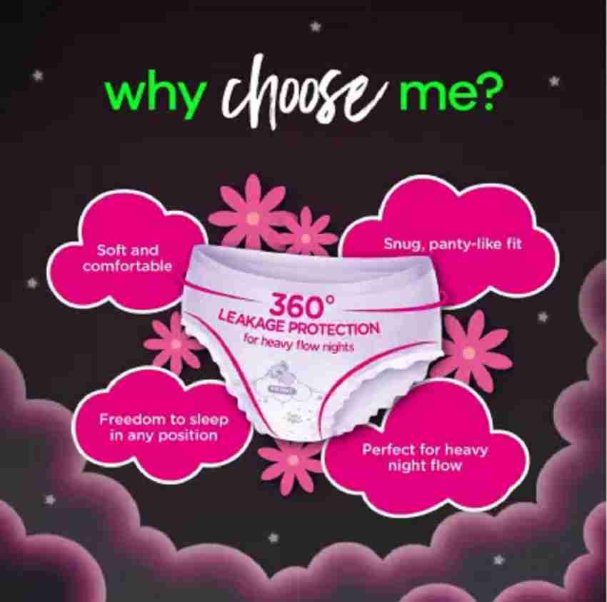 Whisper BINDAZZZ NIGHT PERIOD PANTY 6N +XXL 18 CHOICE NIGHT ULTRA PACK OF 2  Sanitary Pad, Buy Women Hygiene products online in India