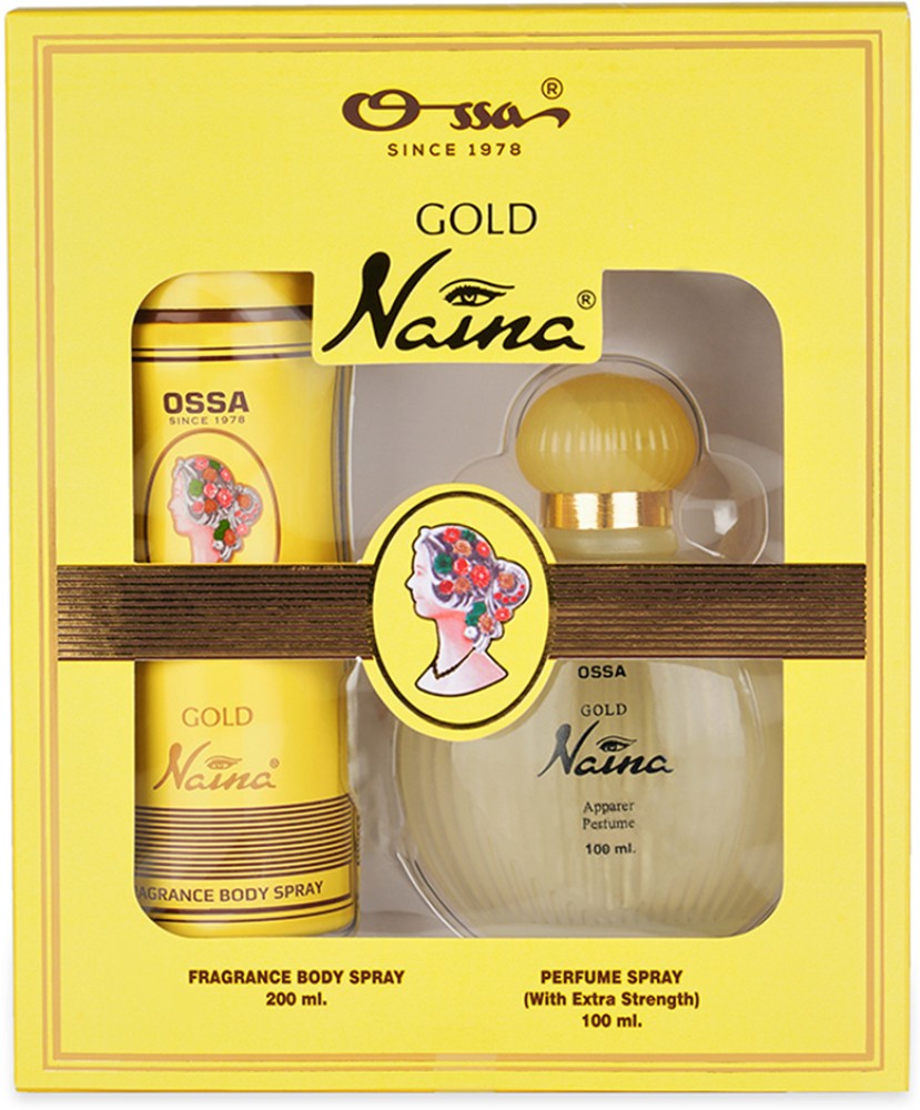 OSSA Gold Naina Gift Set Of EDP Perfume 100ml Body Spray 200ml