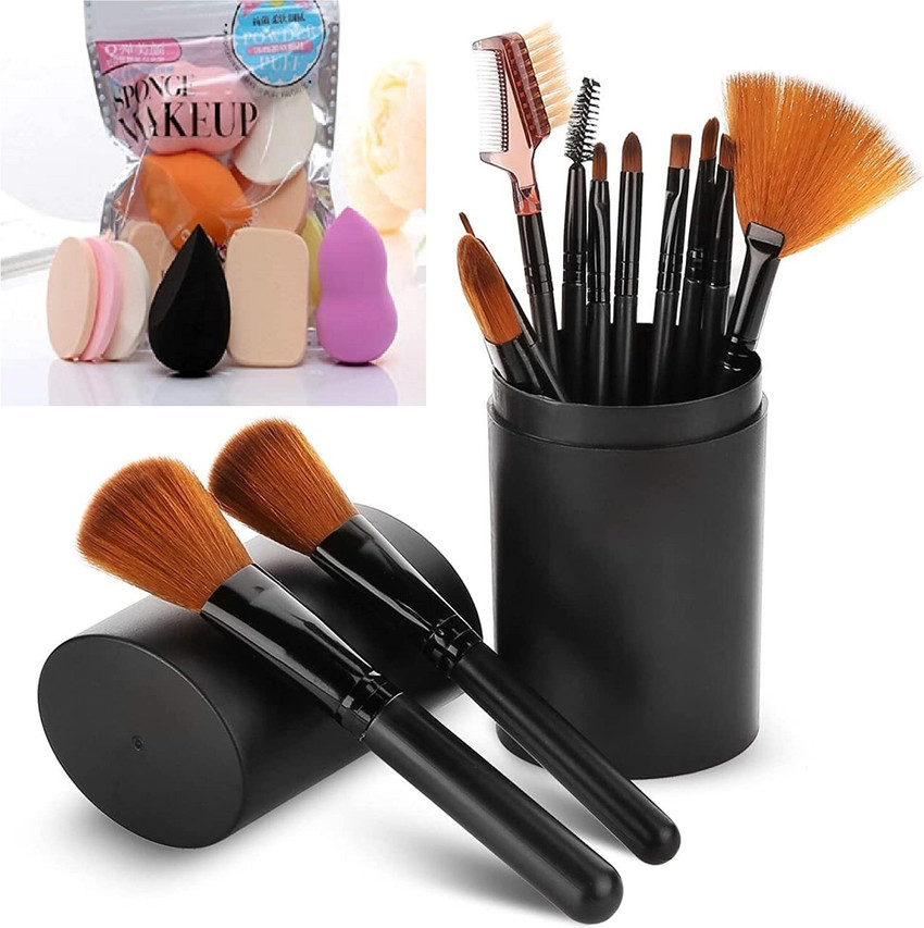 Aneesho Girls Face Makeup 12 Piece Box brush black +6Beauty Sponge 